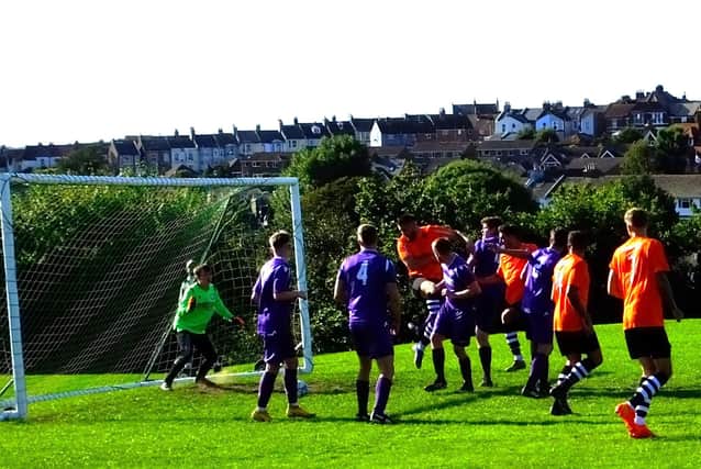 A goal for The JC Tackleway against Little Common Reserves in Division 1 of the ESFL | Picture: Paul Huggins