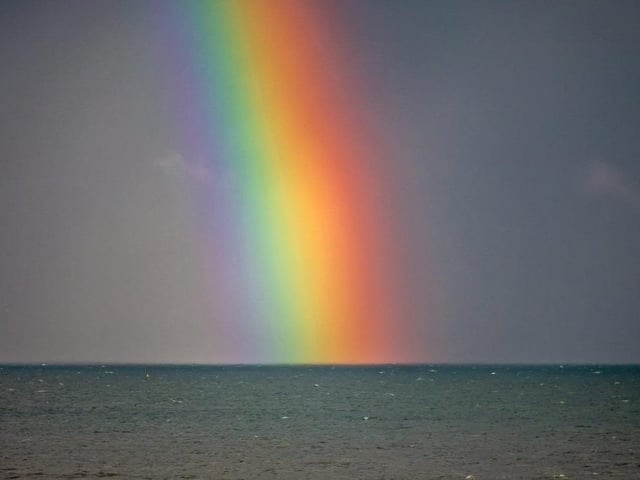 Rainbow over Hastings seafront
