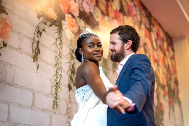 Gavin O'Neill and bride Connie on their wedding day in Kampala, Uganda