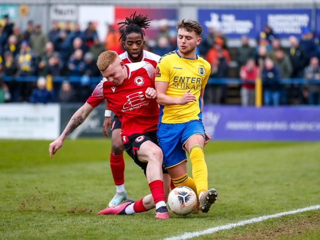 Eastbourne Borough recovered from 2-1 down at half-time to win 3-2 at St Albans City. Picture by Lydia Redman