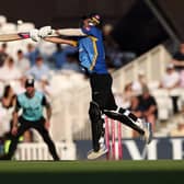Geroge Thomas batting for Sussex in a Vitality Blast match at The Kia Oval (Photo by Paul Harding/Getty Images for Surrey CCC)