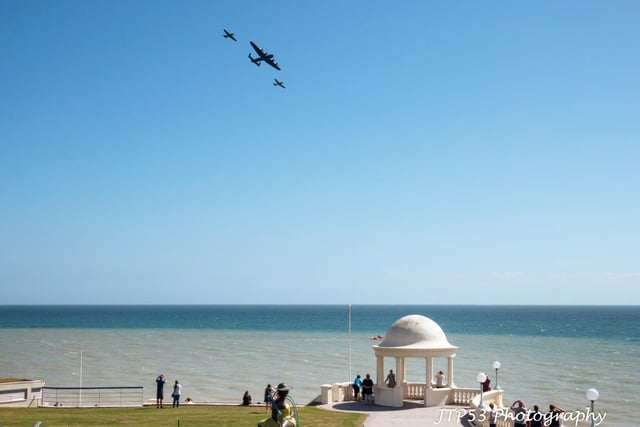 Battle of Britain Memorial Flight over Bexhill during Bexhill Day on Sunday August 20 2023. Photo by Jeff Penfold (JTP53 Photography).