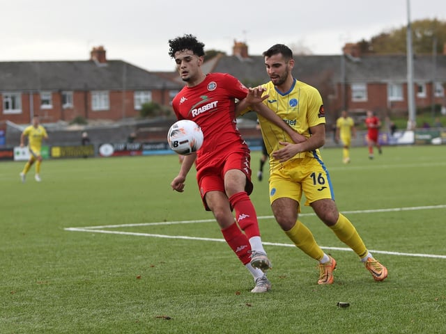 Action from Worthing FC's 1-1 draw with Taunton Town in National League South