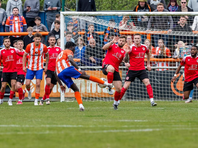 Action from Eastbourne Borough's defeat at Braintree in the National Lague South