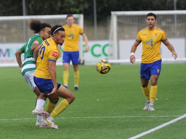 Action from Lancing's win over Corinthian in the Isthmian south east division