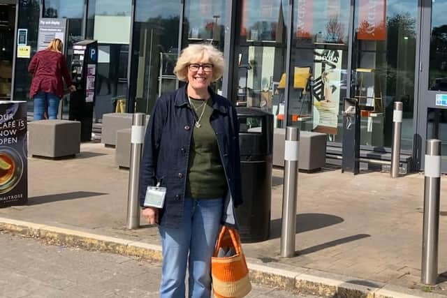 Jenny Duff outside John Lewis, Horsham