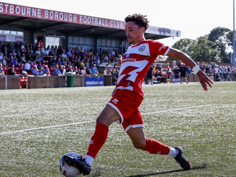 Action from Bath City's 2-1 win at Eastbourne Borough
