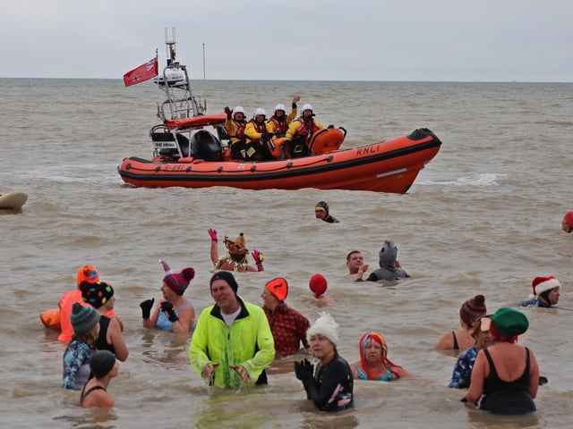 More than 150 brave participants took to the water for Littlehampton RNLI Lifeboat Station’s December Dip.