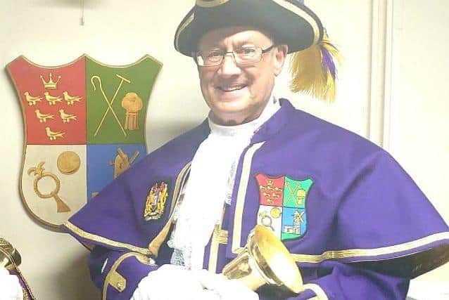Hailsham's Town Crier, Terry Tozer, who will deliver a Proclamation on 6th May
