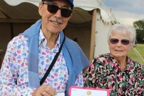 Richard Barron won the Hawthorn Trophy for most points in sweet pea classes, National Sweet Pea Society Bronze Medal, Booth Cup for most points in horticultural classes and Royal Horticultural Society’s Banksian Medal for most prize money, along with Kathryn Barron