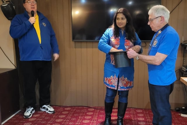 Worthing mayor Henna Chowdhury helped Worthing Lions president Adrian Tincknell present the cheques