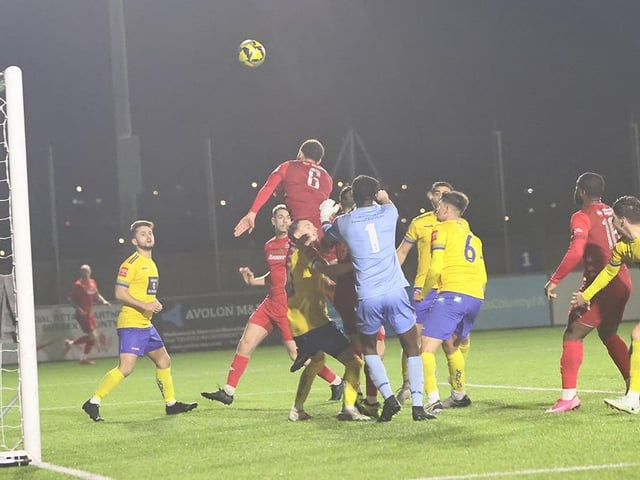 Action from Worthing FC's 4-0 win at Lancing FC in the third round of the Sussex Senior Cup