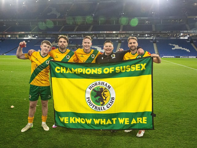Horsham FC are champions of Sussex again after their last-gasp Sussex Transport Senior Cup final win over Littlehampton Town.