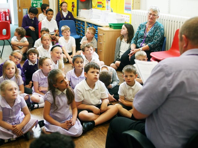 Pupils listening eagerly in a lesson in June 2021