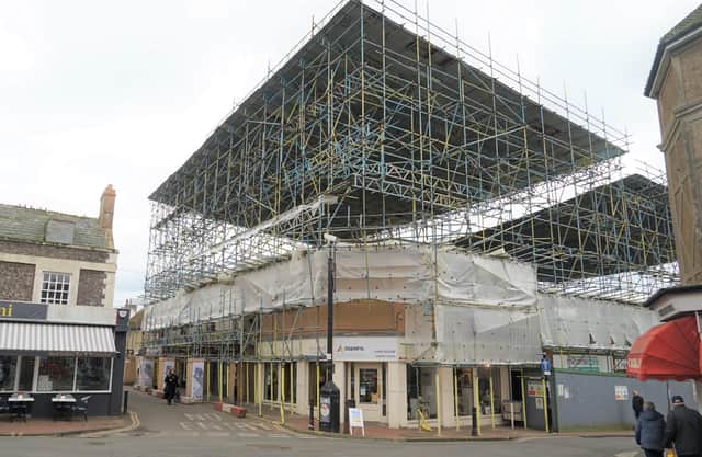 The controversial scaffolding was removed last week from Seaford town centre – eleven years after it was first erected.