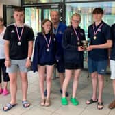 Littlehampton Wave Life Saving Club chairman David Slade, right, with RLSS Sussex president John Stainer and the competition winners, from left, Jack Bristow, Tassia Wormald, Sophia Hendey and Jude Morris