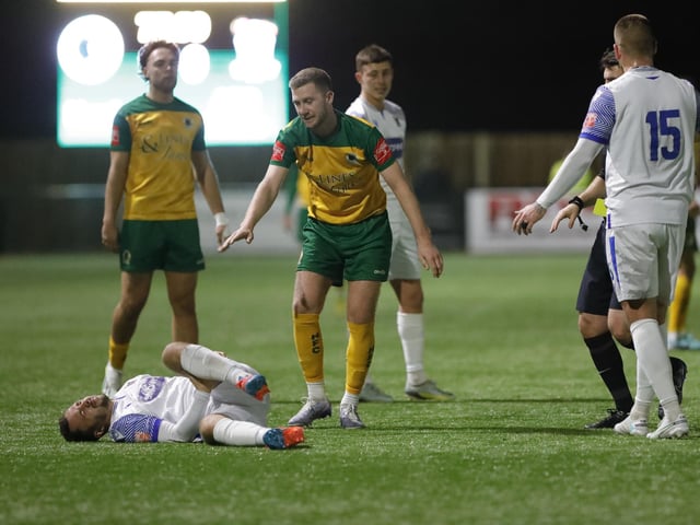 FA Trophy action between Horsham and AFC Totton