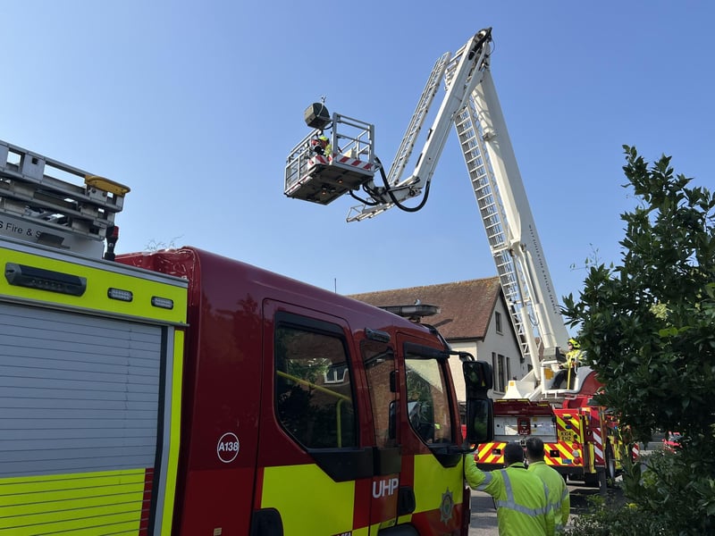 Multiple emergency service crews responded to a 'report that a person had collapsed on a roof' in The Street in Bramber