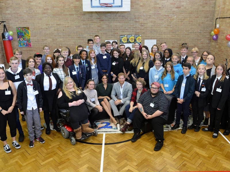 Prince Harry and Meghan Markle, the Duke and Duchess of Sussex, vist Joff Youth Centre in Peacehaven.