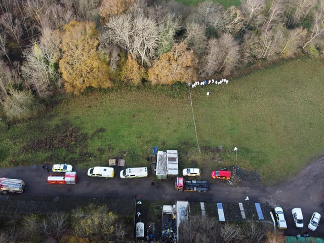 Alexandra Morgan body search, Rock Lane, Hastings. BTP searching railway line. Kent police officers and East Sussex Fire and Rescue Service searching woods and streams. Picture by Eddie Mitchell/Dan Jessup