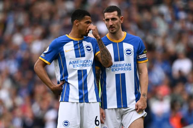 Levi Colwill (left)  is approaching the end of his season-long loan from Chelsea – but Albion fans want him to stay. (Photo by Mike Hewitt/Getty Images)