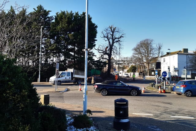 Four-way traffic lights have been installed at the Union Place roundabout today, including in the Waitrose car park