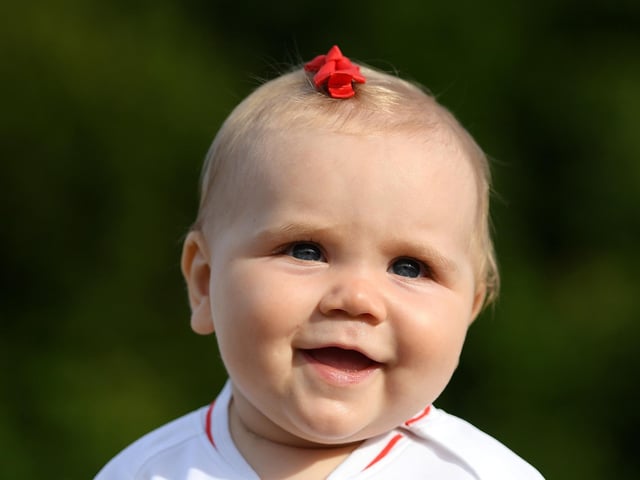 A young England fan at the Brighton & Hove Community Stadium.