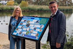Jenny Holter and councillor Martin McCabe at Brooklands Park