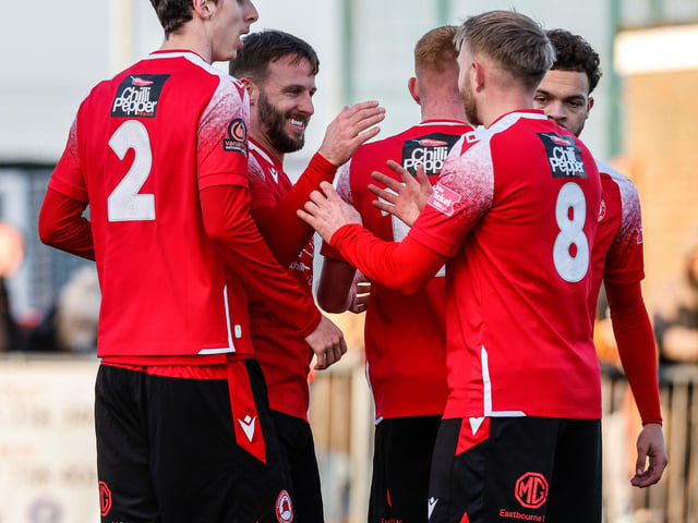 Action from Eastbourne Borough's win over Hungerford Town in the National League South