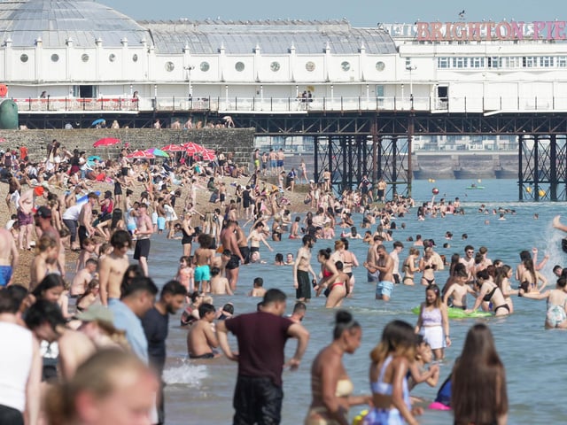 Brighton beach on June 25, 2024 during the heatwave. Picture: Eddie Mitchell