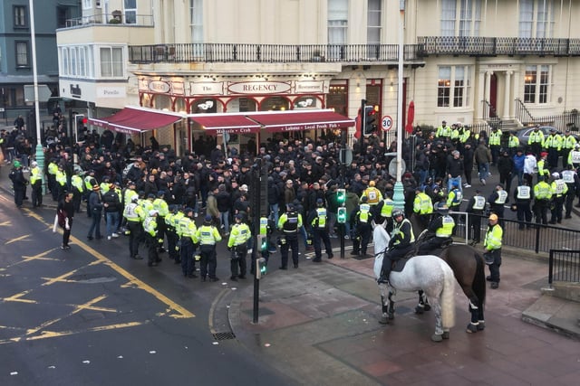 Sussex Police officers are out in force ahead of Brighton and Hove Albion’s Europa League match against Roma this evening (Thursday, March 14)
