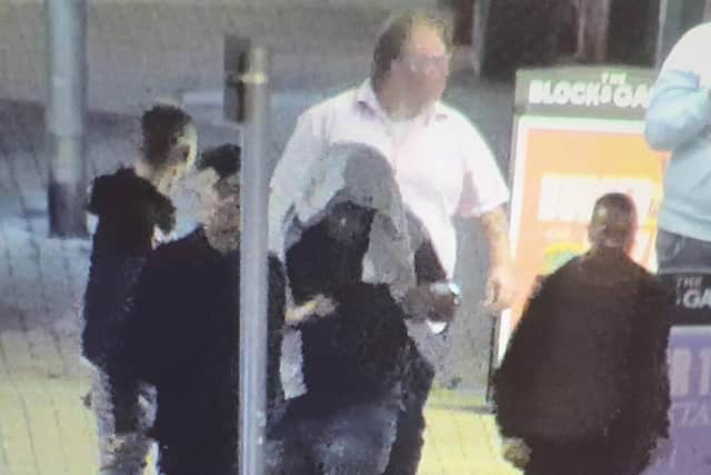 Officers would like to speak to these people in connection with two assaults and criminal damage at the Block and Gasket pub in Burgess Hill. Picture courtesy of Sussex Police