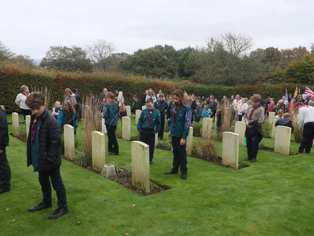 Planting of the crosses ceremony of remembrance at the Commonwealth war graves at Hastings cemetery. Photo by Roberts Photographic.