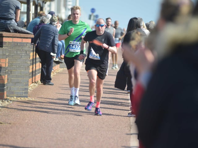 Images from the finish area at the 2026 Hastings Half Marathon