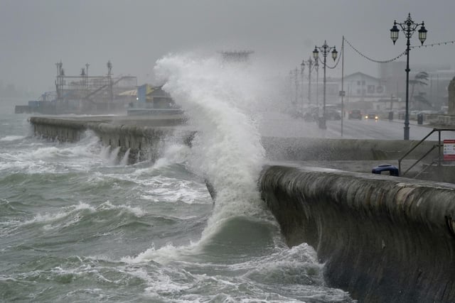 Waves crash against the seafront in Southsea as Storm Barra hit. Picture: Andrew Matthews/PA Wire