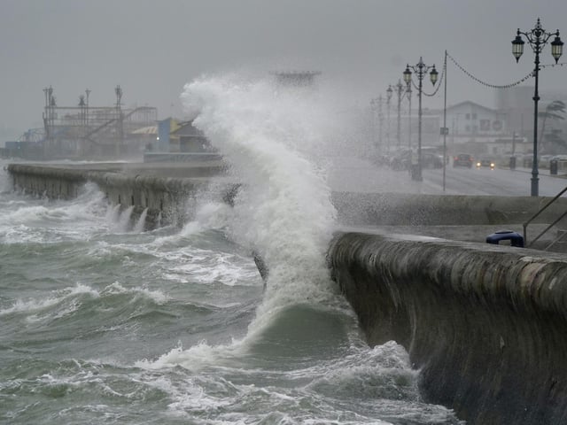 Waves crash against the seafront in Southsea as Storm Barra hit. Picture: Andrew Matthews/PA Wire