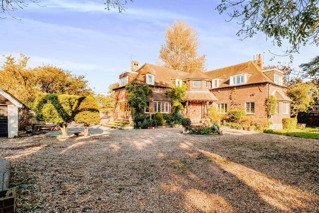 This property features six double bedrooms, great spaces for entertaining and ample parking with garage, car barn and large drive. It is on the market for £1.25million.