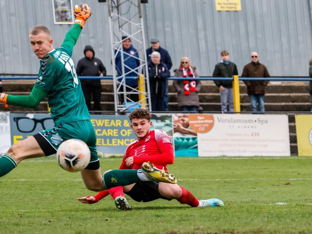 Eastbourne Borough recovered from 2-1 down at half-time to win 3-2 at St Albans City. Picture by Lydia Redman
