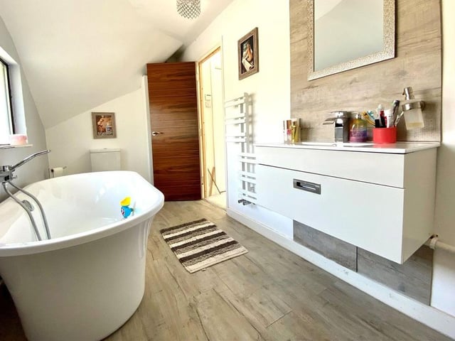 The 'luxurious' bathroom has a heated towel rail