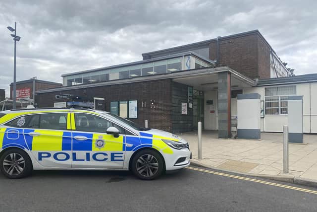 Sussex Police outside Chichester railway station on Saturday (September 10)