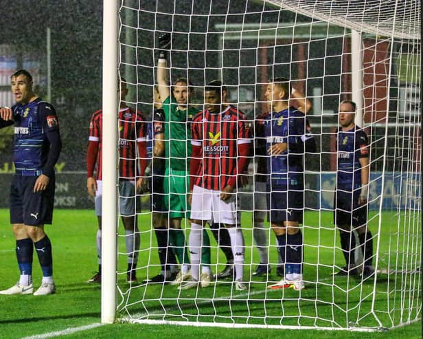 Lewes battle with Aveley at the Dripping Pan on Tuesday night - it finished 1-1 | Picture: James Boyes