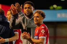 Colin Kazim-Richards with Stephen Duke-McKenna after the game | Picture: Kyle Hemsley
