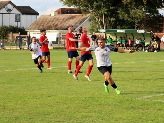 Action from Pagham v Eastbourne United in the FA Vase