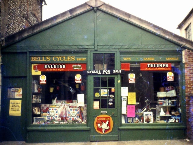 'Dinger' Bell's cycle and toy shop. A much loved store for Arundel children.