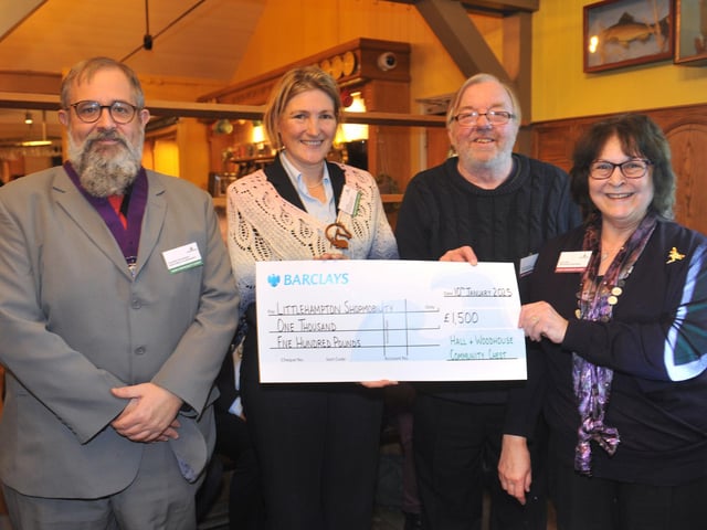 Littlehampton Shopmobility's new chairman, Littlehampton deputy mayor Alan Butcher, president Alan Gammon and recently-retired manager June Caffyn with judge Susie Rees
