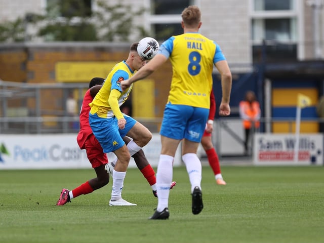 Action from Worthing's 3-0 win at Torquay United which put them top of National League South