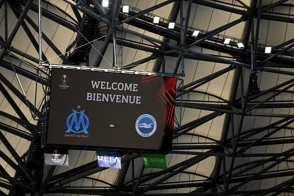 A general view inside the stadium prior to the UEFA Europa League match between Olympique de Marseille and Brighton & Hove Albion at Orange Velodrome