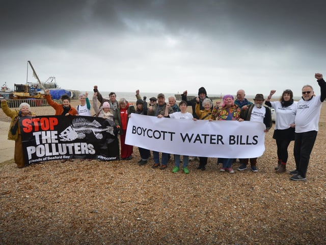 Water bill boycotters pictured in Hastings on March 15 2024.