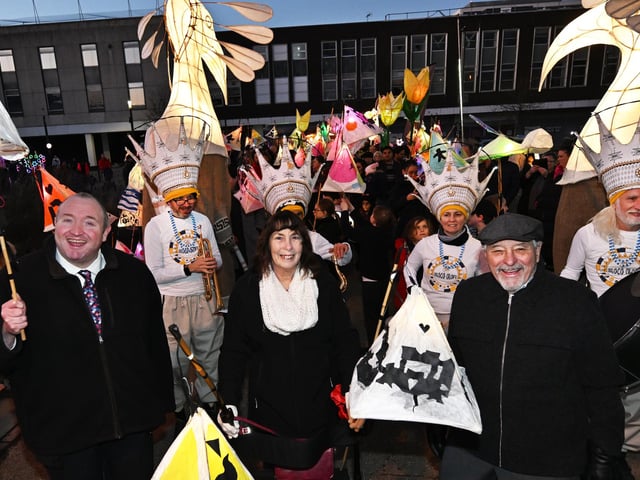 Crawley Borough Councillors Michael Jones, Chris and Sue Mullins took part in the parade
