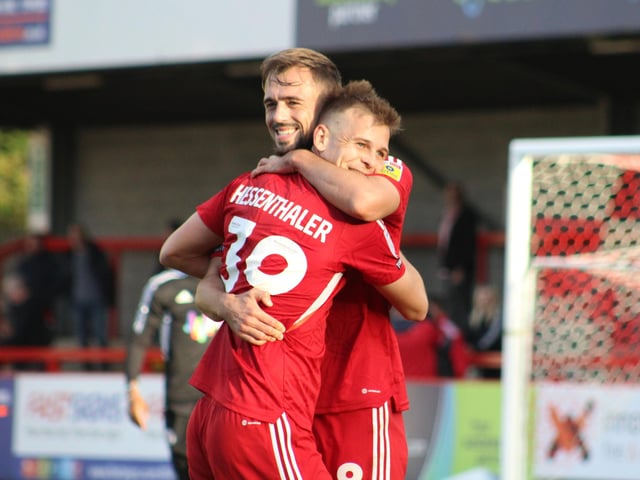Action from Crawley Town's 2-1 win over Newport County. Picture by Cory Pickford